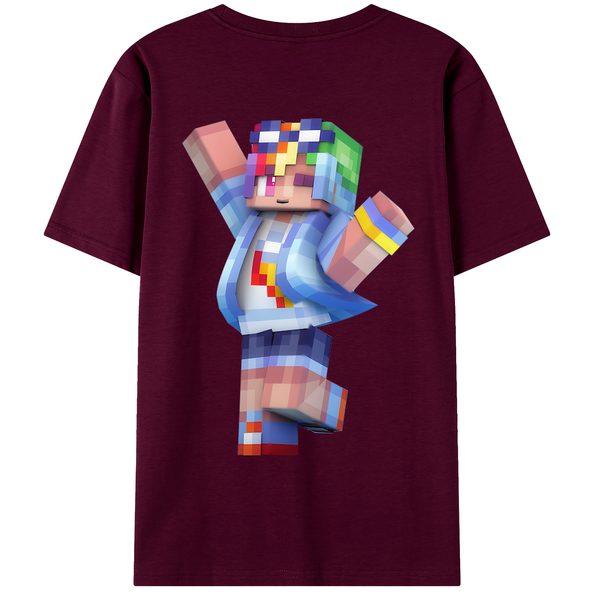 （画像用） マインクラフト ブロックの世界 Minecraft MC Block world レディース半袖Tシャツ(バックプリント)